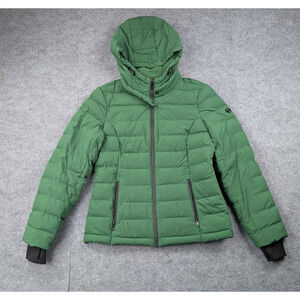 Michael Kors Packable Down Jacket Womens Small Kelly Green Outdoors Hooded Coat